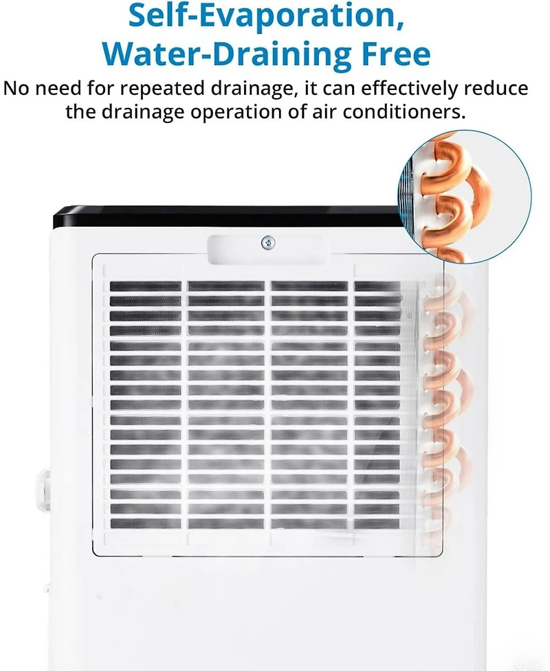 Gaomon 8,000 Btu Portable Ac - 3-in-1 Cooling, Fan & Dehumidifier, Smart Unit with Led Display, Remote Control, Timer & Installation Kit