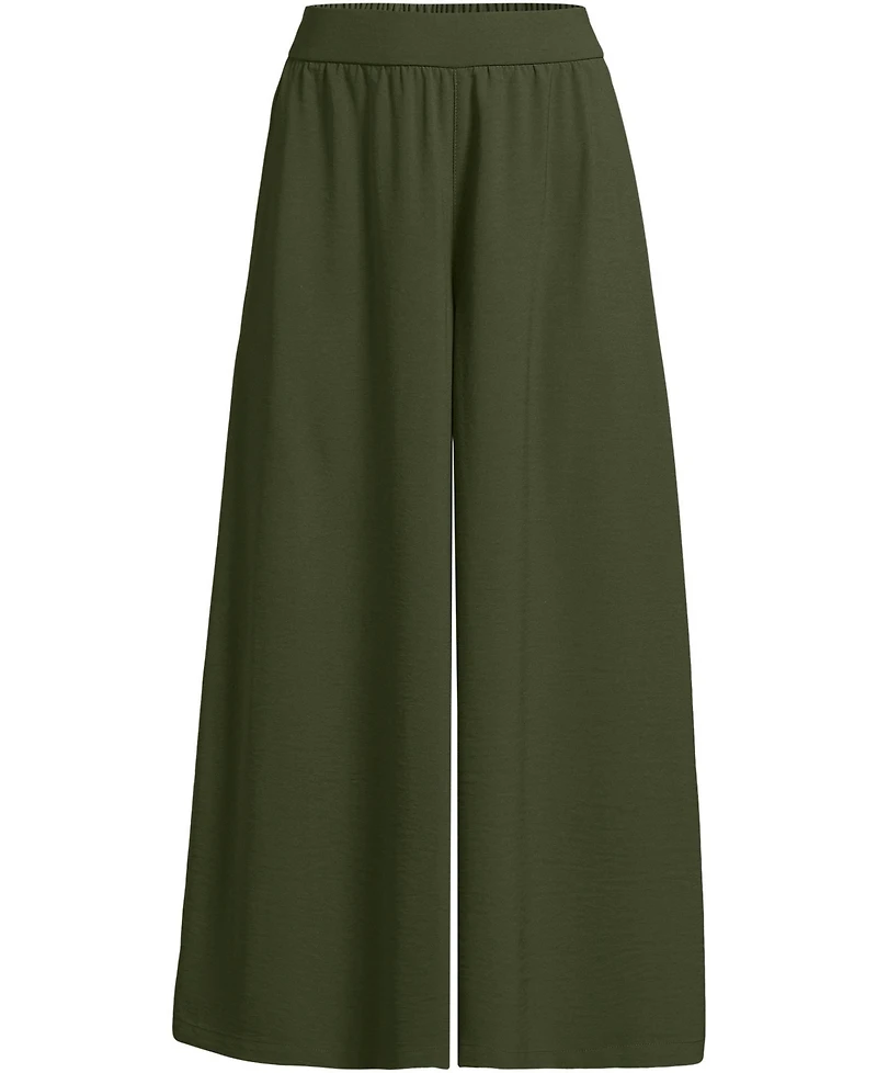 Lands' End Women's Tall Creaseless High Rise Palazzo Crop Pants