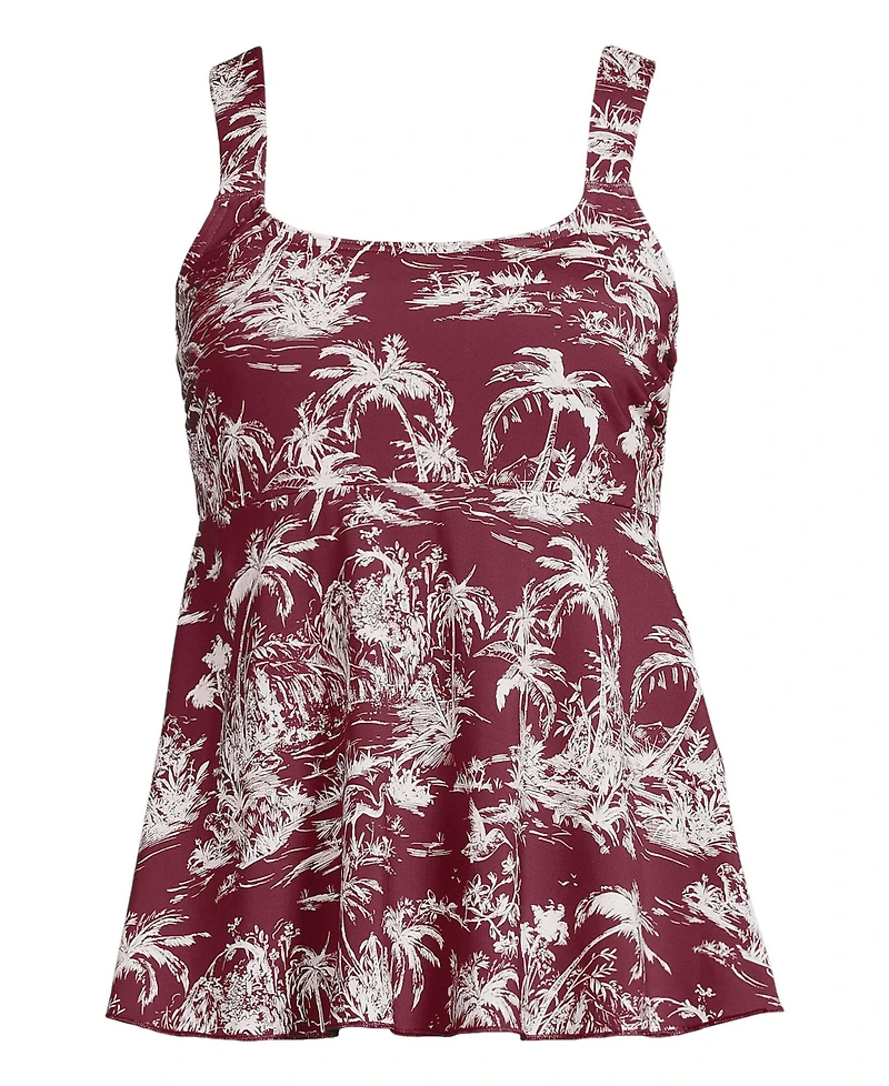 Lands' End Women's Plus Size Adjustable Scoop Neck Flutter Tankini Top