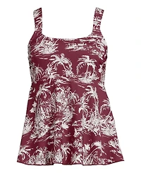 Lands' End Women's Plus Size Adjustable Scoop Neck Flutter Tankini Top