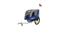 Aostirmotor Gray Blue Large Folding Bike Trailer for Dogs 120LB Capacity All-Terrain Pet Carrier Durable Steel Frame for Cycling Camping