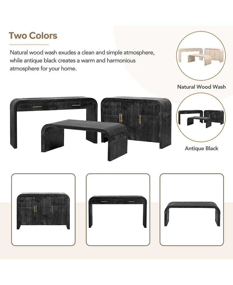 Unique Retro Silhouette Sectional Three-Piece Set Containing Sideboard, Console Table and Coffee