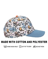 Dog Man Girls All-Over Character Print Youth White Traditional Adjustable Hat