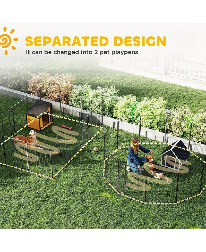 PawHut 39" H Dog Playpen, 24 Panels Puppy Playpen for Multiple Dogs