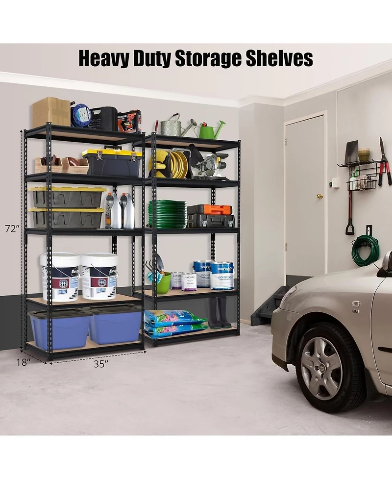 gaomon Heavy Duty Storage Shelves, 5-Tier Adjustable Garage Shelving Unit, Metal Storage Utility Rack Shelf for Warehouse, Pantry, Kitchen, Basement,