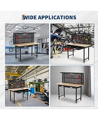 gaomon 48" Heavy Duty Workbench w/Drawers,Garage Work Bench w/Pegboard,Led Lighting System,Tool Storage,Wood Metal Work Table for Workshop Warehouse