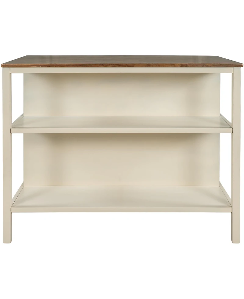 Casainc 45" Solid Wood Kitchen Island with Butcher Block and Open Shelves for Small Spaces
