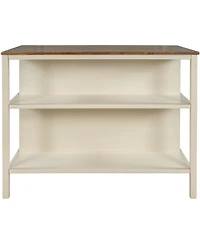 Casainc 45" Solid Wood Kitchen Island with Butcher Block and Open Shelves for Small Spaces