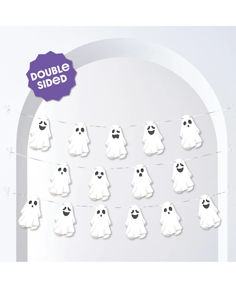 Big Dot of Happiness Spooky Ghost Garland Banner, 30 Feet of Cord, 15 Paper Ghost Shapes