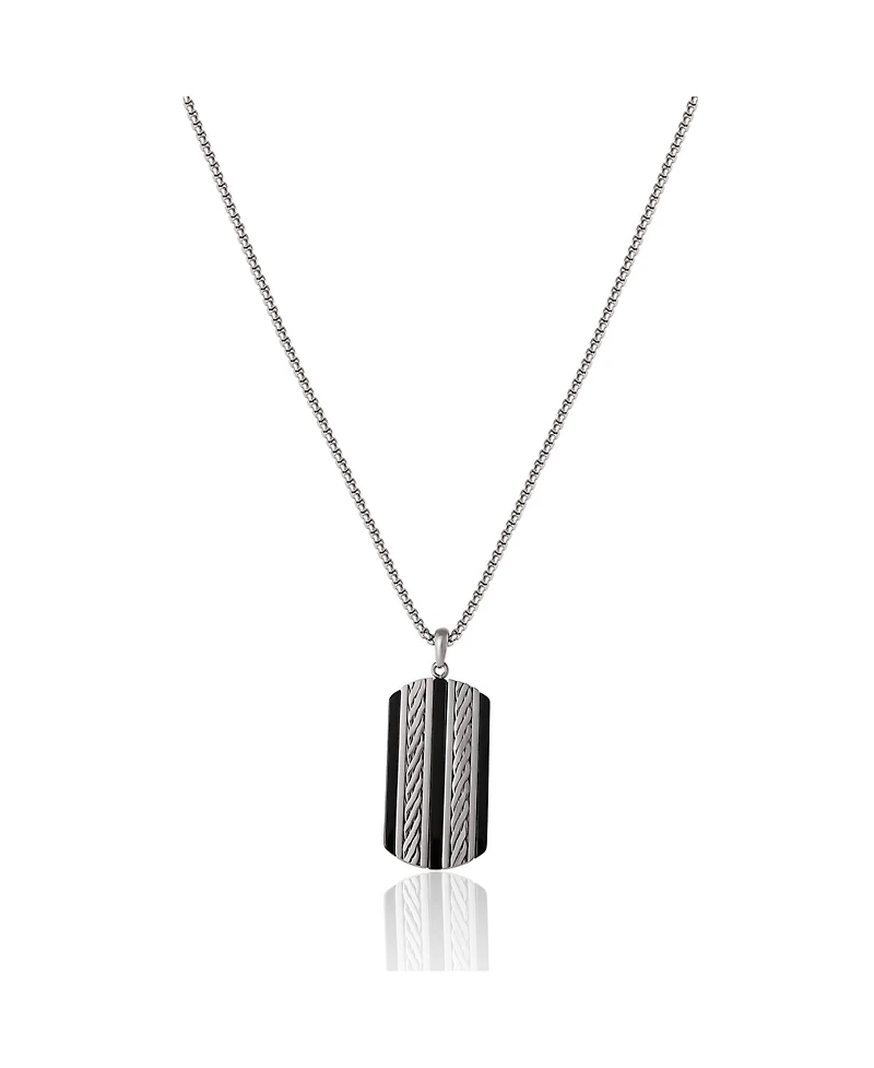 Lucky Brand Men's Pendant Necklace with Striped Dog Tag - 22'' Chain