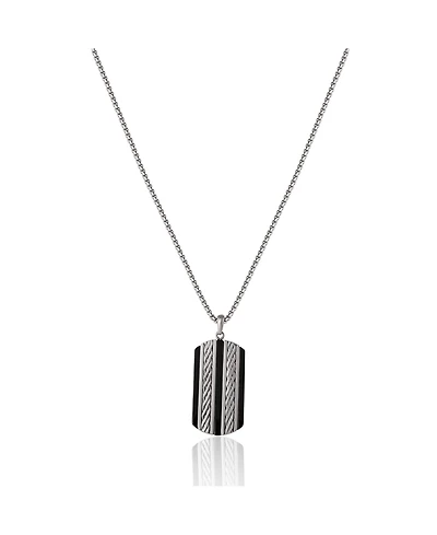Lucky Brand Men's Pendant Necklace with Striped Dog Tag