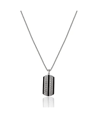 Lucky Brand Men's Pendant Necklace with Striped Dog Tag - 22'' Chain