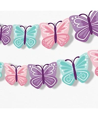 Big Dot of Happiness Beautiful Butterfly Garland Banner, 30 Feet of Cord, 15 Double-Sided Butterflies