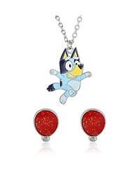 Bluey Pendant Necklace and Balloon Stud Earrings Set - 2-Piece Playful Jewelry