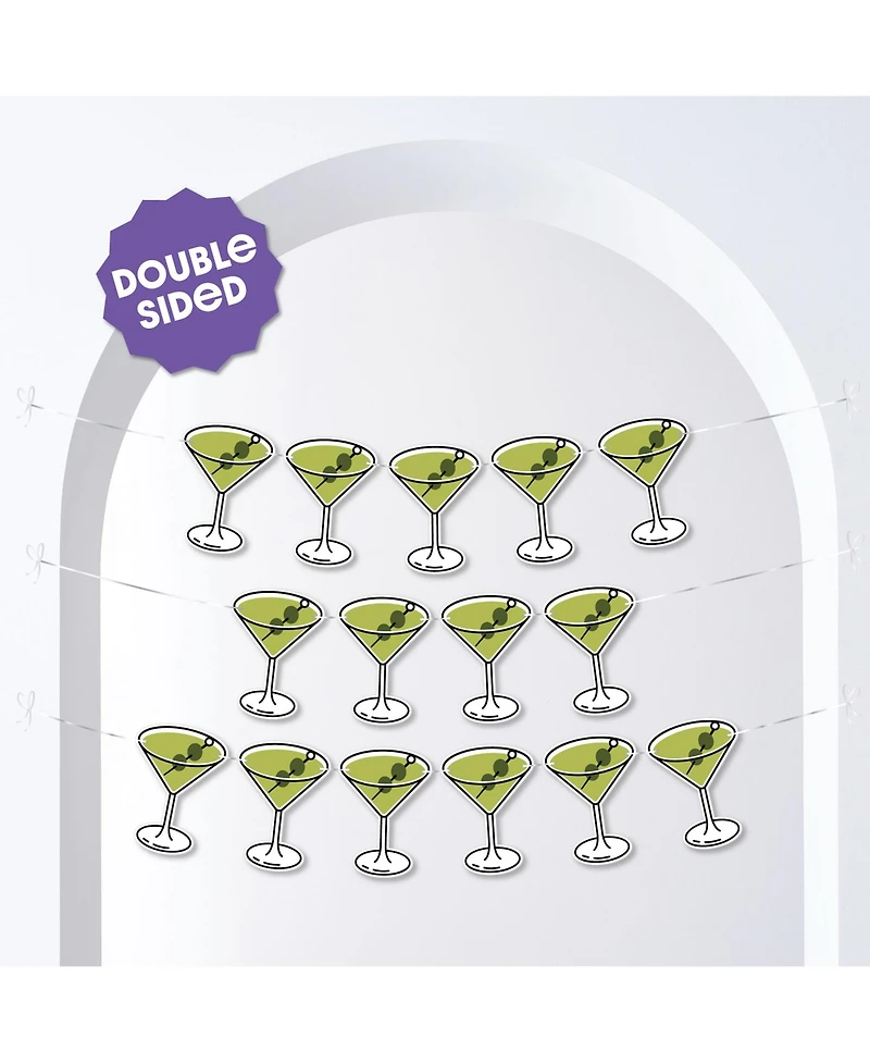 Big Dot of Happiness A Tini Bit Older Garland Banner, 30 Feet Cord, 15 Double-Sided Martini Glasses