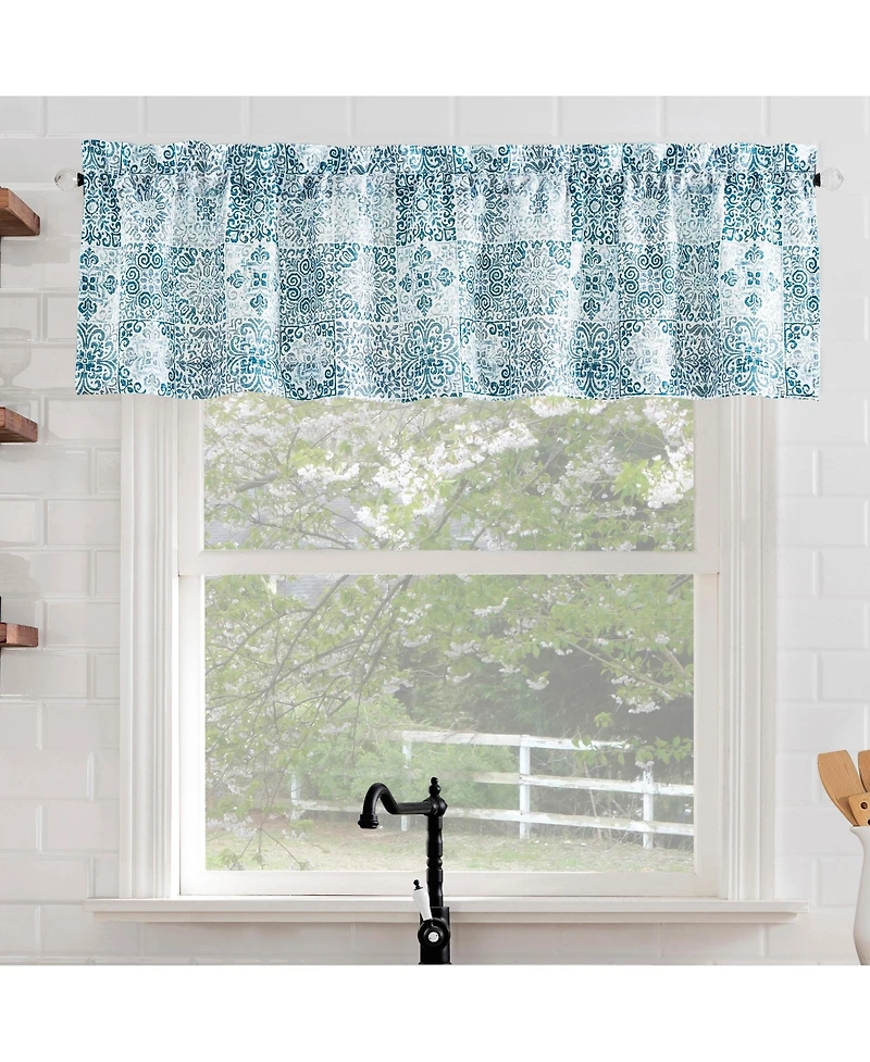 Greco Mosaic Semi-Sheer Rod Pocket Kitchen Curtain Valance
