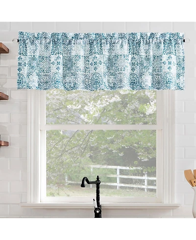 Greco Mosaic Semi-Sheer Rod Pocket Kitchen Curtain Valance