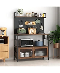 Casainc Kitchen Bakers Rack with Cabinet Door and Storage Shelf for Small Space Organization