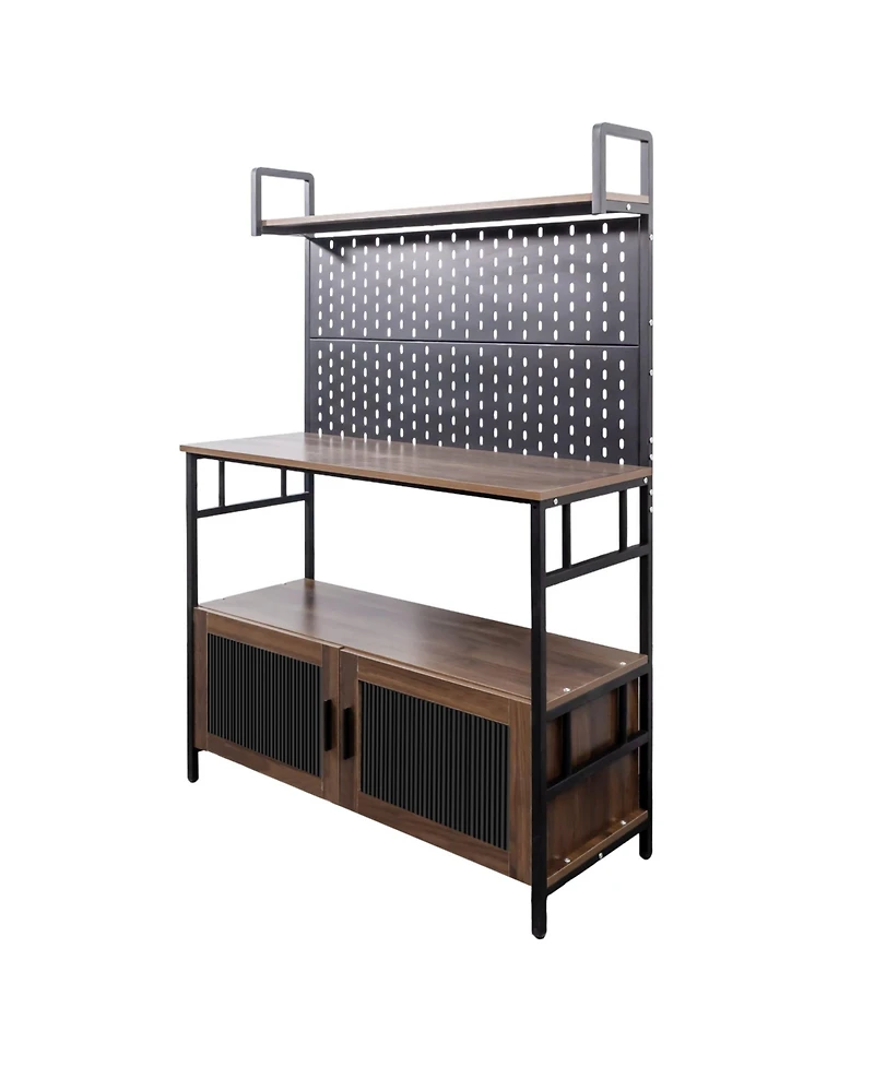 Casainc Kitchen Bakers Rack with Cabinet Door and Storage Shelf for Small Space Organization