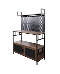 Casainc Kitchen Bakers Rack with Cabinet Door and Storage Shelf for Small Space Organization