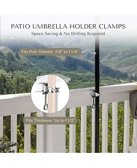 LAGarden 2 Pack Portable Deck Umbrella Mount Clamp Stand Holder for Outdoor Balcony Railing Bench Fence Mobile Cart