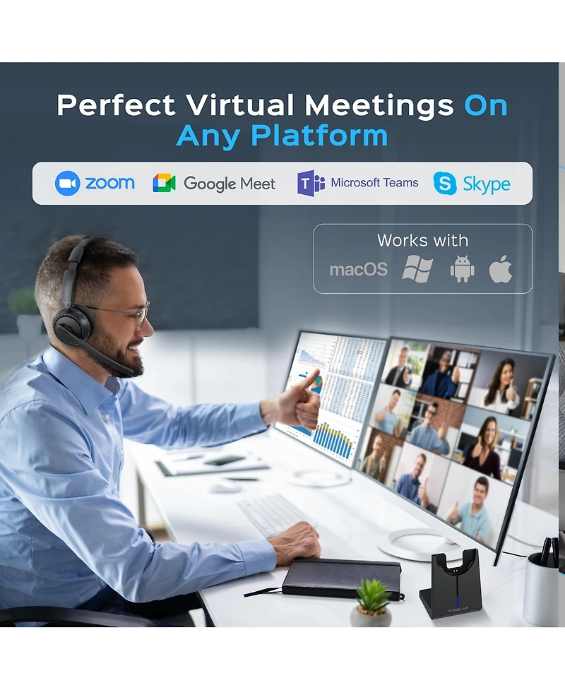 Treblab C7-Pro Wireless Bluetooth Headset