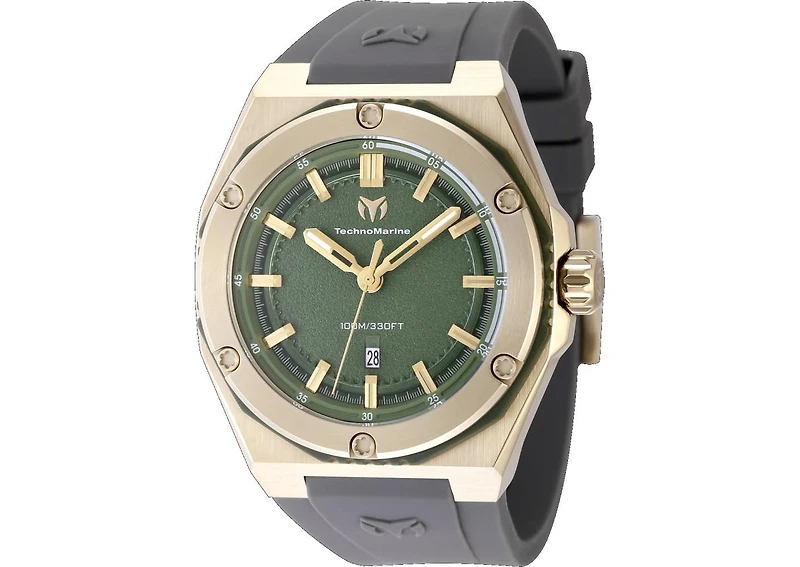 Technomarine Men's Tm-416092 Coral Quartz Olive Green Dial Watch
