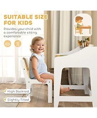 Qaba Kids Desk and Chair Set, Children Study Table with Chair,