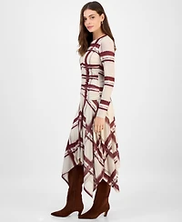Rachel Roy Women's Jendice Mesh Plaid Print Midi Dress