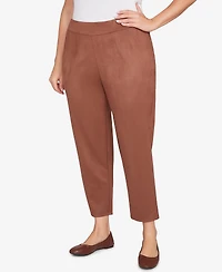 Hearts Of Palm Plus Solid Faux Suede Pants