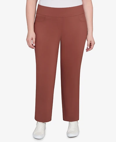 Hearts Of Palm Plus Solid Tech Stretch Ankle Length Pants