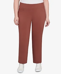 Hearts Of Palm Plus Solid Tech Stretch Ankle Length Pants