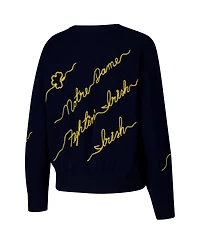 Kadyluxe Women's Navy Notre Dame Fighting Irish Love Note Pullover Sweater