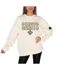 Gameday Couture Women's Cream New Orleans Saints Premium Fleece Oversized Drop Shoulder Pullover Sweatshirt