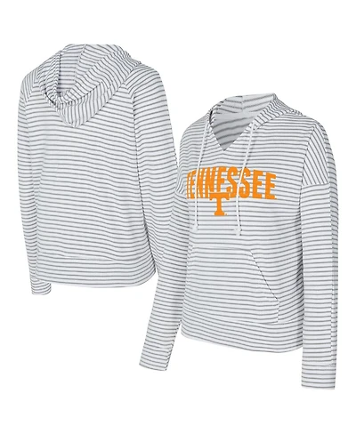 Concepts Sport Men's White/Gray Tennessee Volunteers French Terry Striped V-Neck Pullover Hoodie