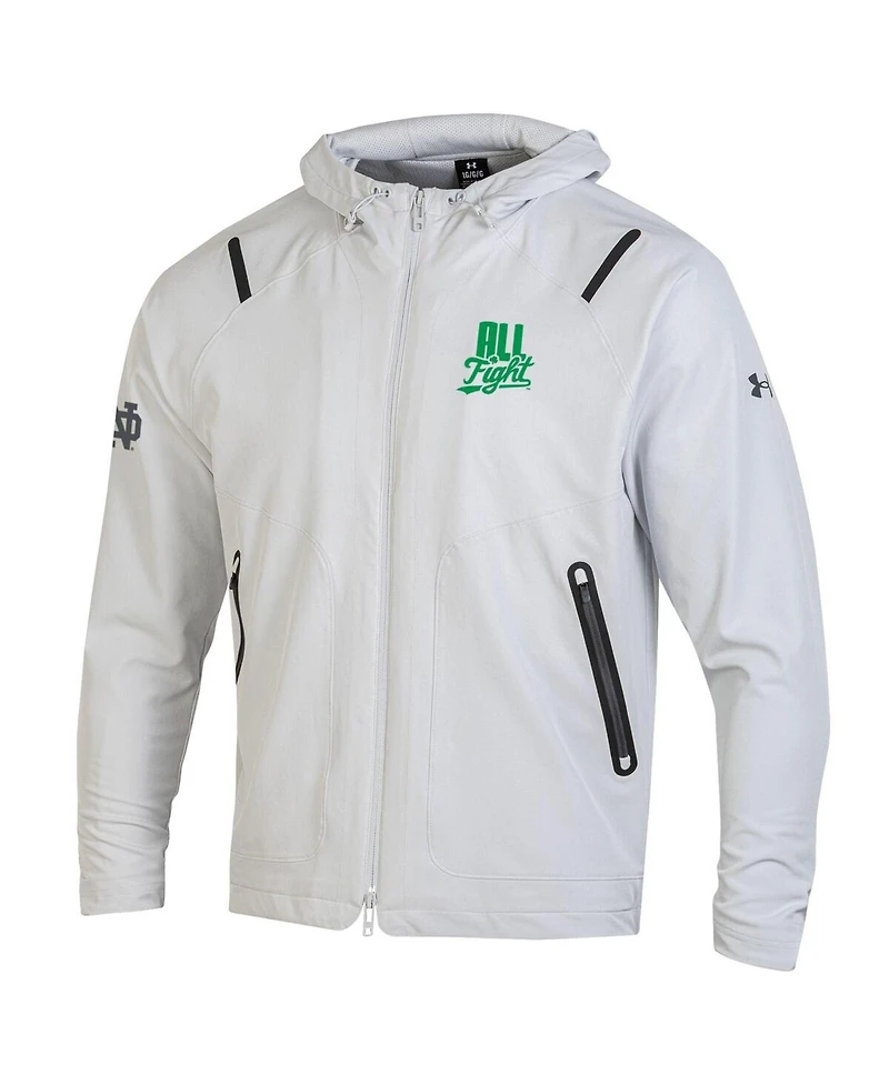 Under Armour Men's White Notre Dame Fighting Irish All Fight Unstoppable Full-Zip Hooded Jacket