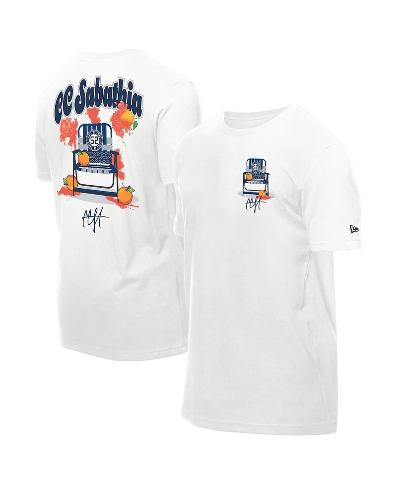 New Era Men's Cc Sabathia White York Yankees 2025 National Baseball Hall of Fame Grapefruit Chair T-Shirt