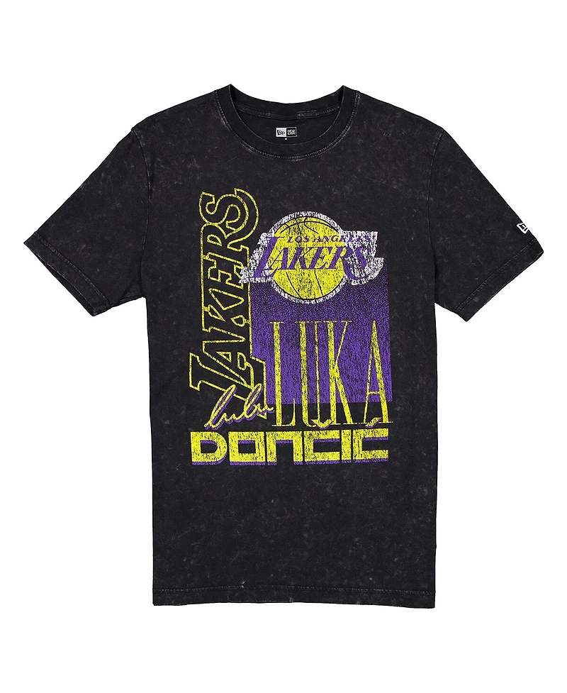 New Era Men's Luka Doncic Black Los Angeles Lakers Full Court Press Mineral Wash Player T-Shirt