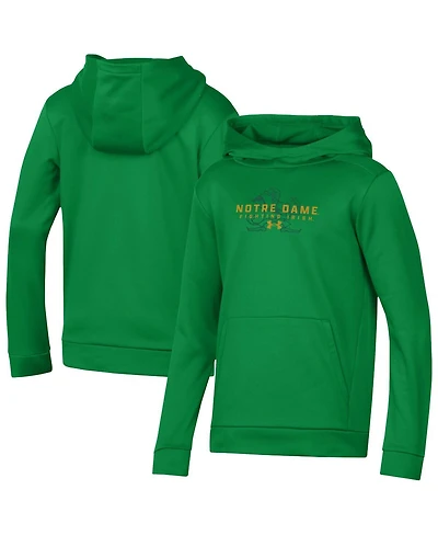 Under Armour Big Boys and Girls Green Notre Dame Fighting Irish Team Fleece Pullover Hoodie