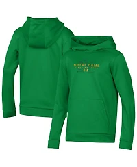 Under Armour Big Boys and Girls Green Notre Dame Fighting Irish Team Fleece Pullover Hoodie