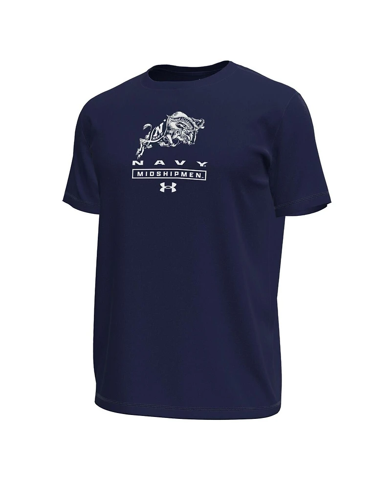 Under Armour Men's Navy Midshipmen Stack Stretch Performance T-Shirt