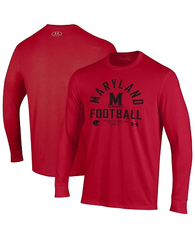 Under Armour Men's Red Maryland Terrapins 2025 Sideline Football Performance Long Sleeve T-Shirt