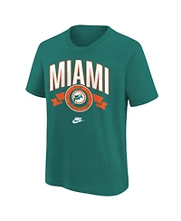 Nike Big Boys and Girls Aqua Miami Dolphins Rewind Front Back Essential T-Shirt