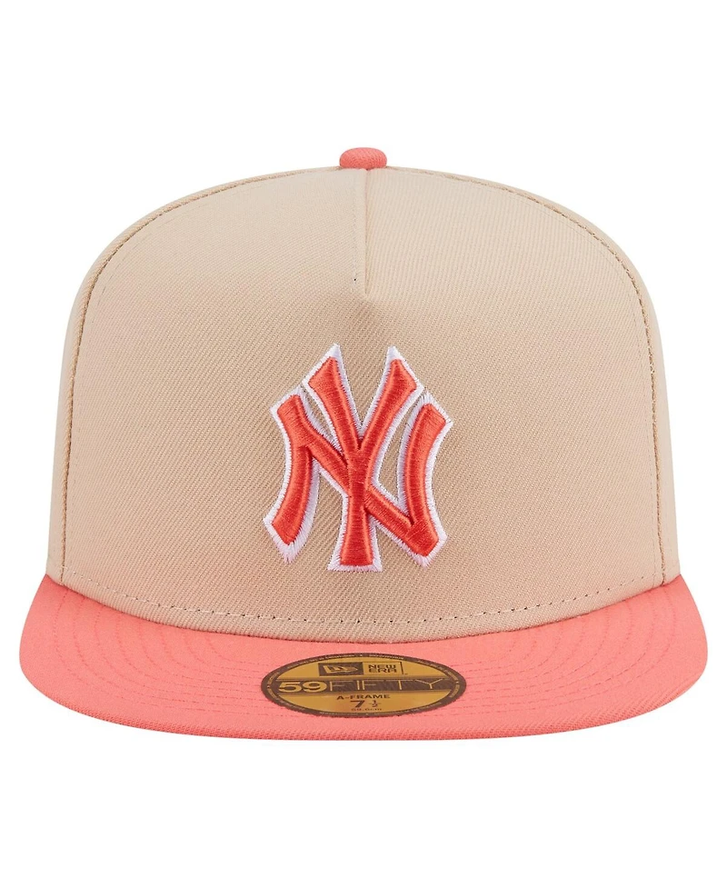 New Era Men's /Light Beige York Yankees Two-Tone Color Pack A-Frame 59FIFTY Fitted Hat
