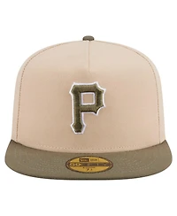 New Era Men's Light Beige/Olive Pittsburgh Pirates Two-Tone Color Pack A-Frame 59FIFTY Fitted Hat