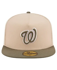 New Era Men's Light Beige/Olive Washington Nationals Two-Tone Color Pack A-Frame 59FIFTY Fitted Hat