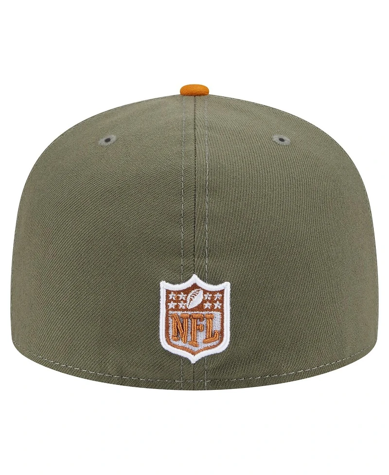 New Era Men's Olive/Brown Detroit Lions Color Pack A-Frame 59FIFTY Fitted Hat