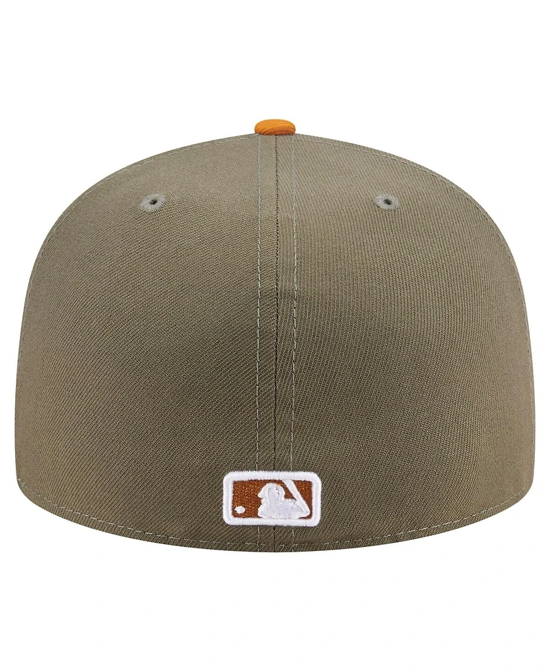 New Era Men's Olive/Orange Philadelphia Phillies Two-Tone Color Pack A-Frame 59FIFTY Fitted Hat