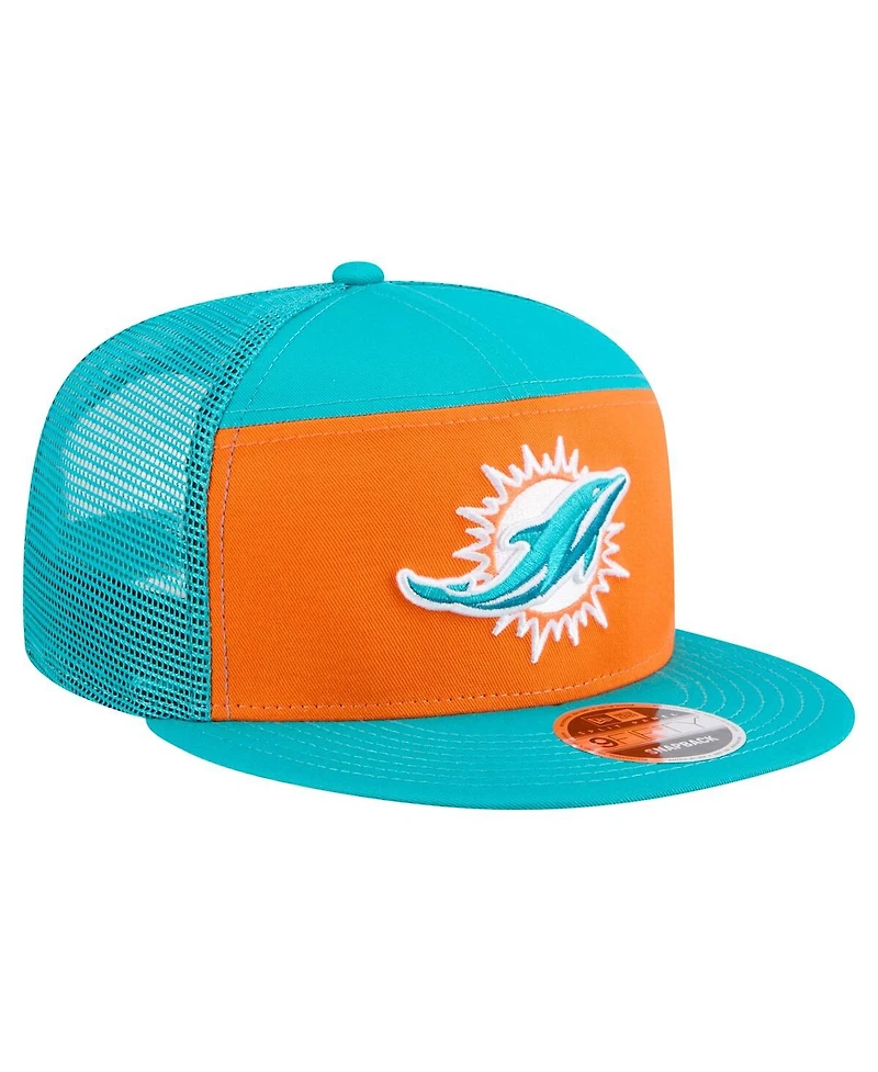 New Era Men's Orange/Aqua Miami Dolphins Outdoor Split Panel 9FIFTY Snapback Hat