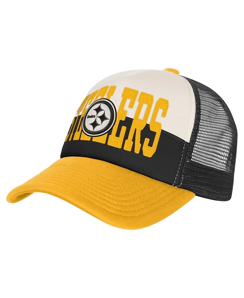 Outerstuff White/Gold Pittsburgh Steelers Modern Fan Trucker Adjustable Hat